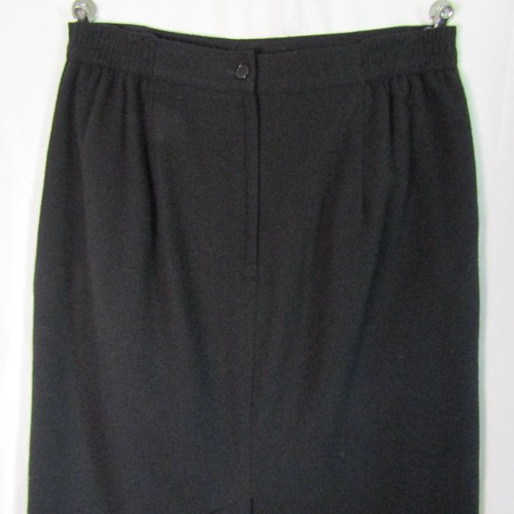 Sag Harbor Black 100% New Wool Double Pleated Waist Skirt Pockets Size 14 - Picture 6 of 8